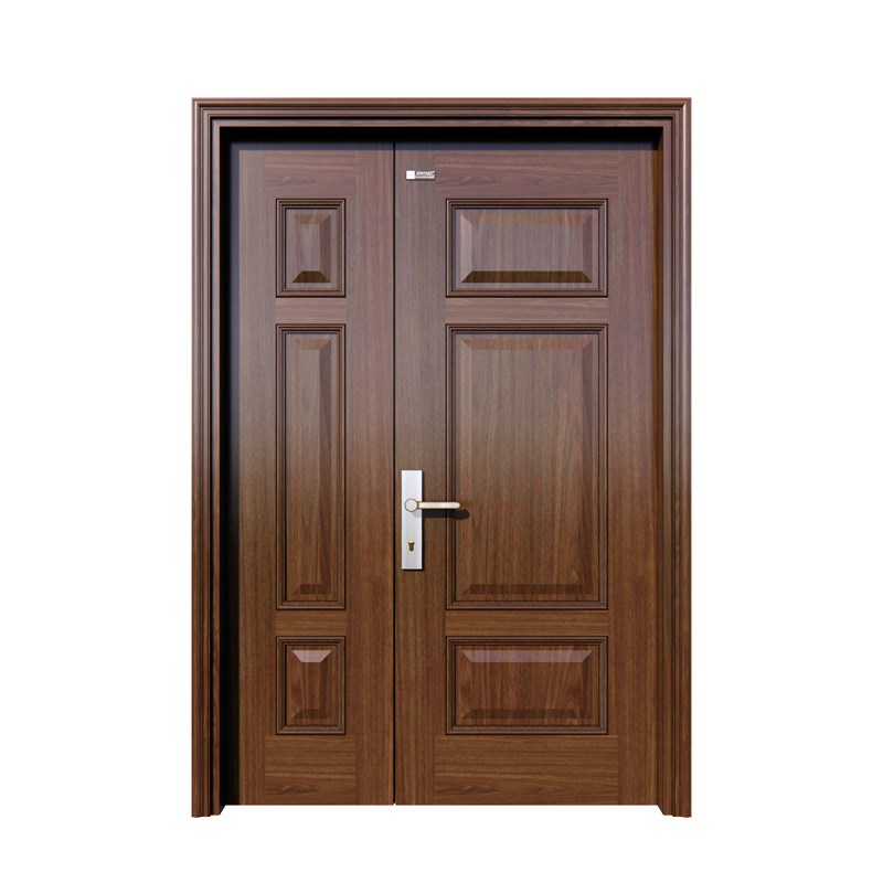 Cửa thép vân gỗ 2 cánh lệch