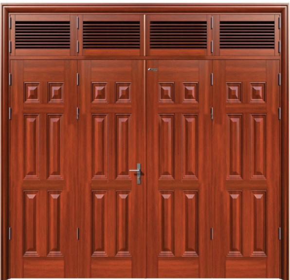 Cửa thép vân gỗ 4 cánh cân