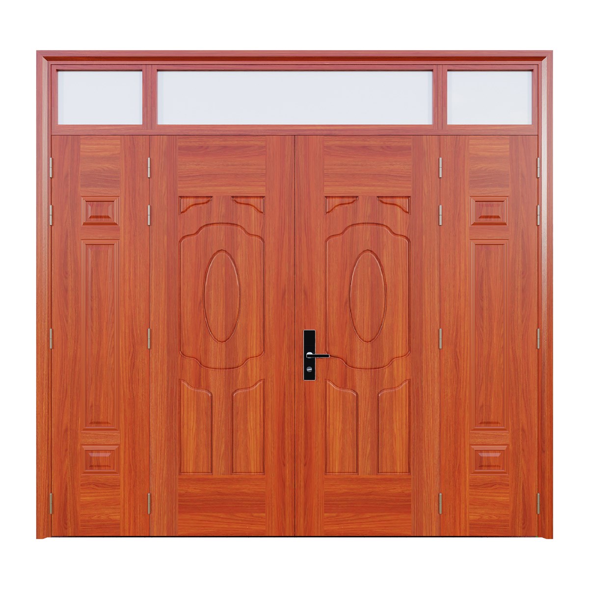 Cửa thép vân gỗ 4 cánh lệch
