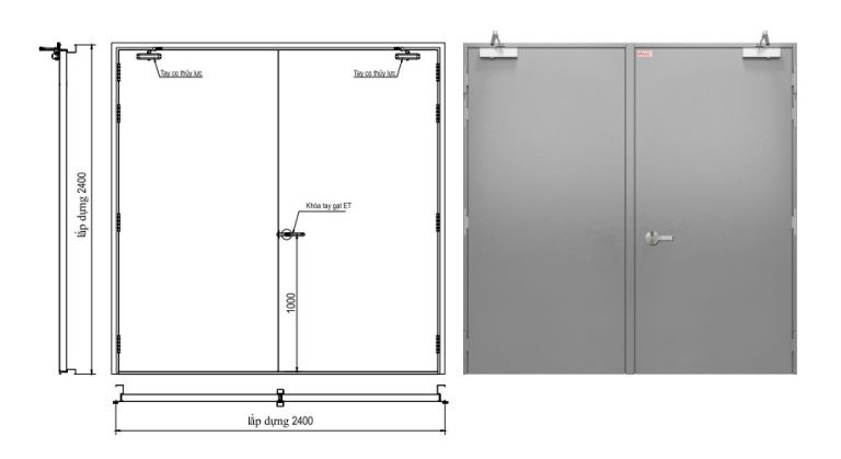 Cửa Thép Chống Cháy 2 Cánh EI60 – Cửa Thoát Hiểm 2 Cánh