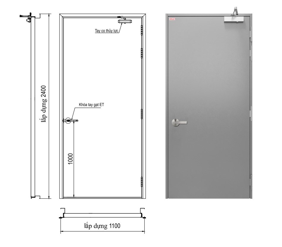 Cửa Thép Chống Cháy 1 Cánh EI60 – Cửa Thoát Hiểm 1 Cánh