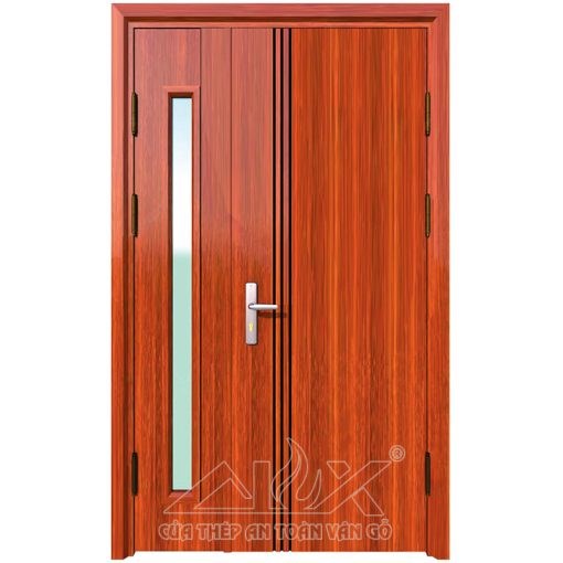 Cửa Thép Vân Gỗ 2 Cánh Lệch A21.TK