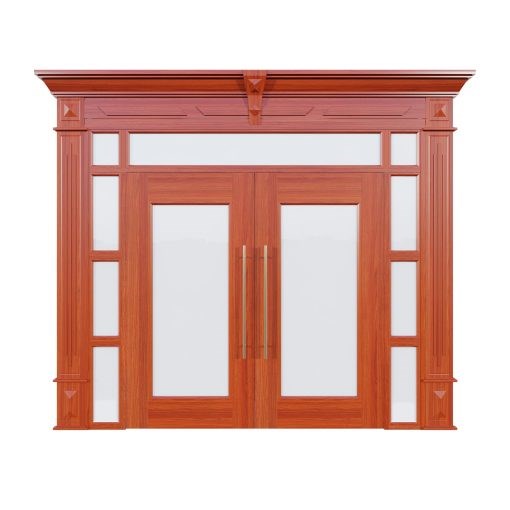 Cửa Thép Vân Gỗ 4 Cánh Lệch Ô thoáng kính | Mã ATL22.VK.02