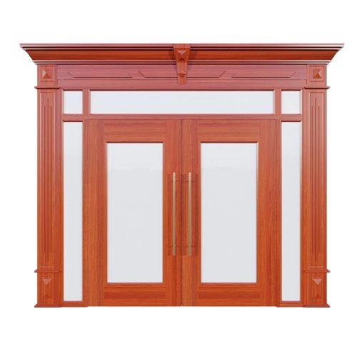 Cửa Thép Vân Gỗ 4 Cánh Lệch Ô thoáng kính | Mã ATL22.VK.01