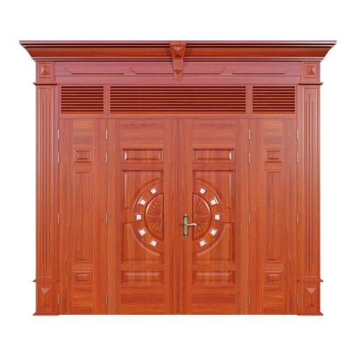 Cửa Thép Vân Gỗ 4 Cánh Lệch Phào Đại | Mã A42-NC.PĐ.15
