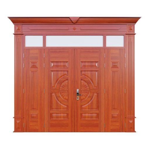 Cửa Thép Vân Gỗ 4 Cánh Lệch Phào Đại | Mã A42-K.PĐ.02H