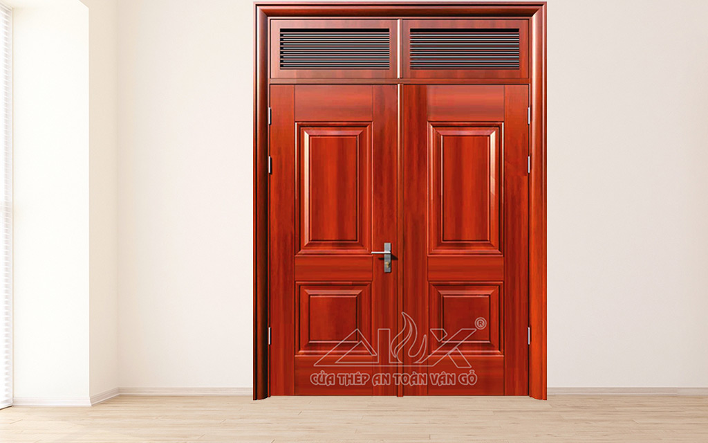 Cửa Thép Vân Gỗ 2 Cánh Cân A22.5NC