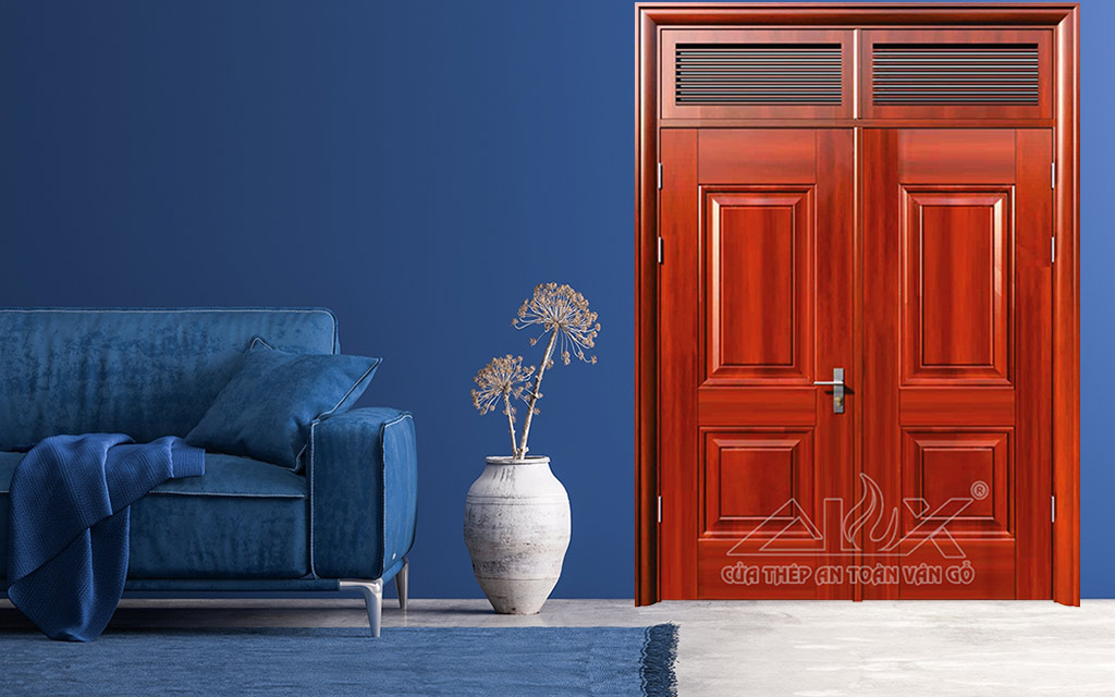 Cửa Thép Vân Gỗ 2 Cánh Cân A22.5NC